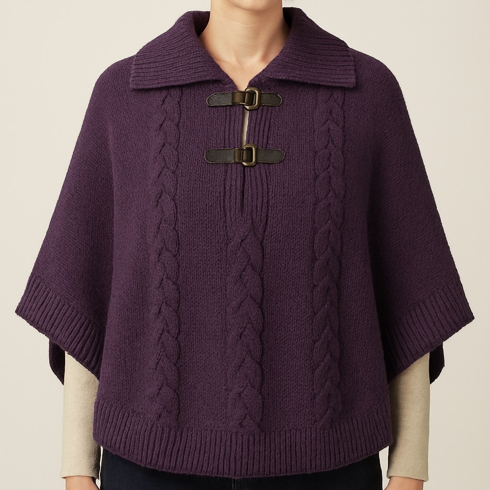 Fenn Wright‎ Manson, Plum Purple Poncho with buckle straps | Women’s M